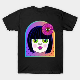 Yayoi Kusama Inspired Baby Doll-Black Hair T-Shirt